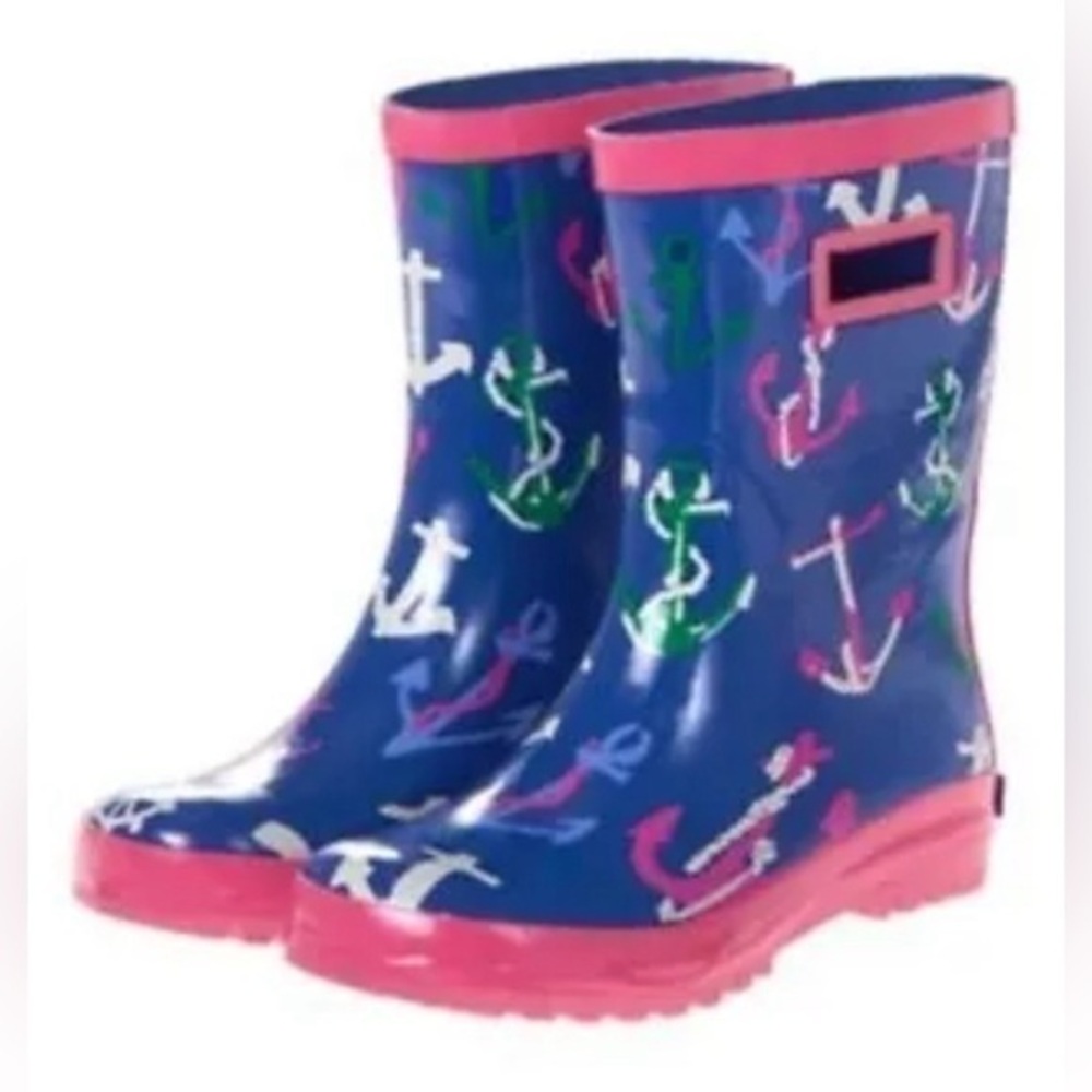 Gymboree Girl’s Nautical Preppy Anchor Rain Boots Size 11